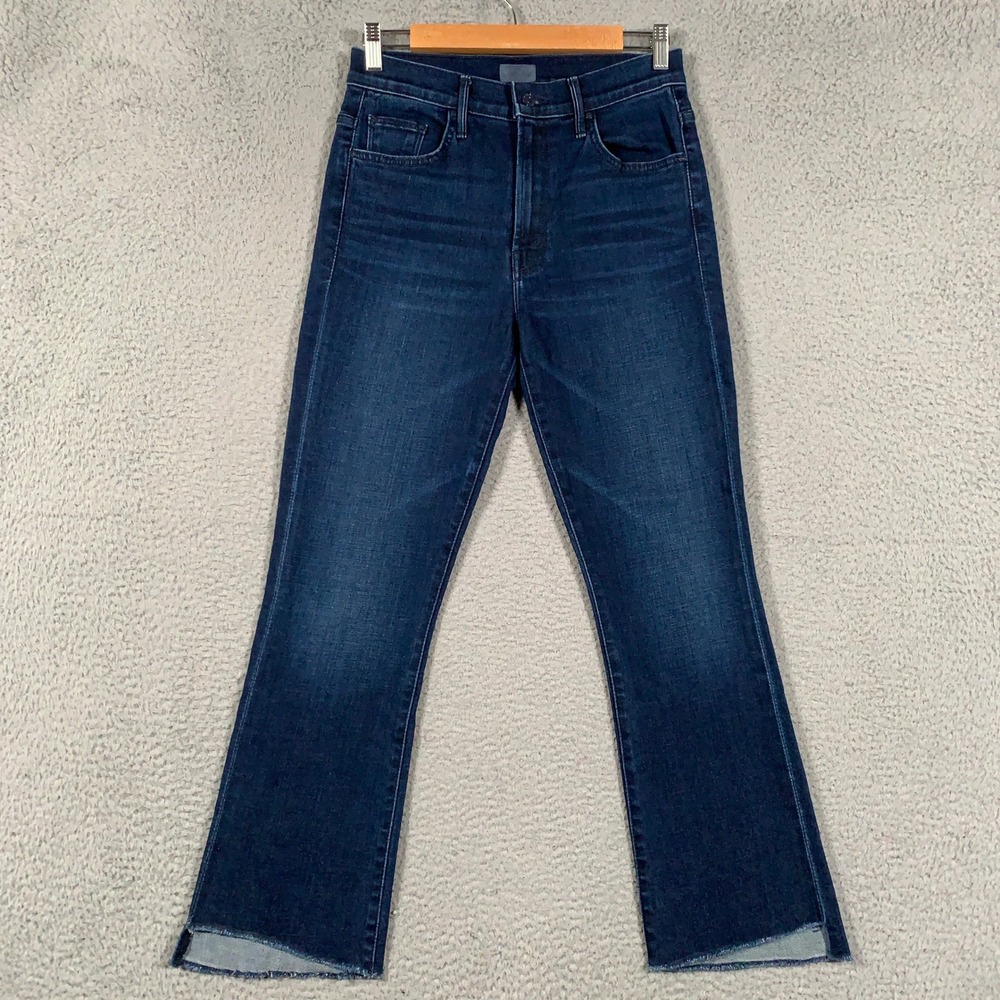 Mother The Insider Crop Step Fray Jeans Women 27 Blue Movin On Up High Rise Slim